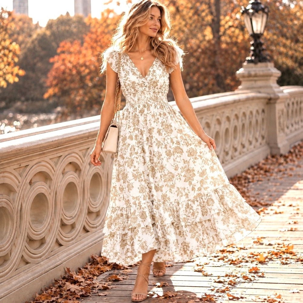 Anthropologie J Gee XL Maxi Dress Cottagecore Coquette Fall Boho Chic Romantic‎